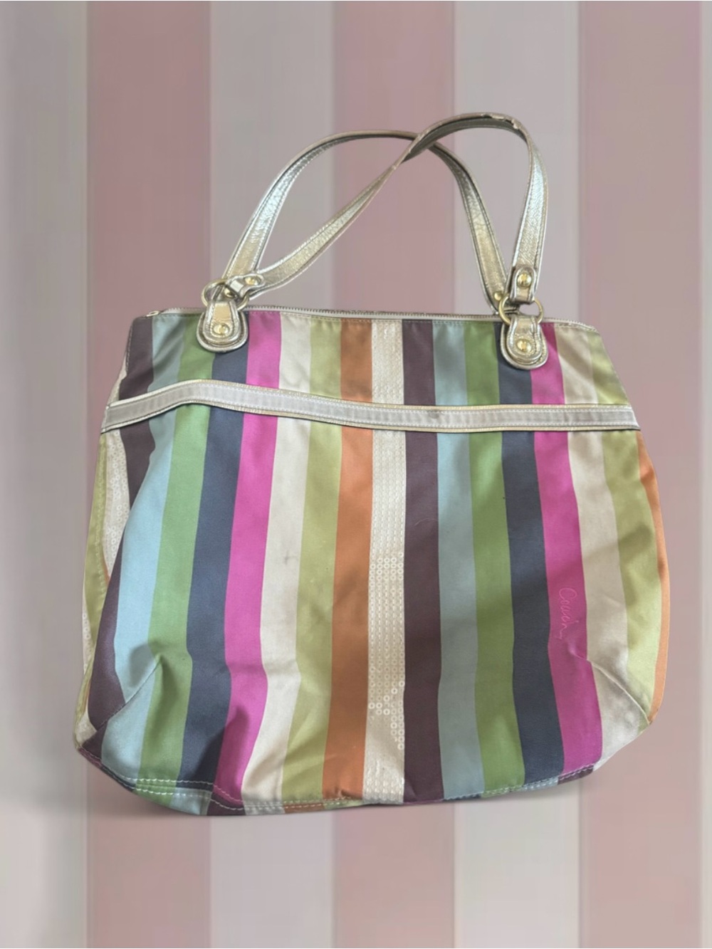 Coach Y2K Legacy Stripe Tote Purse *Damaged*